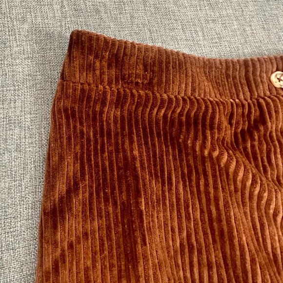 Belle Du Jour Corduroy Mini Skirt Girls Large Brown Buttons Polyester Elastic Wa - Picture 2 of 10